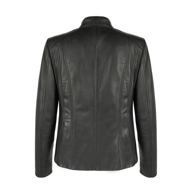 Leather jacket with zipper Plus sizes - ODISEY