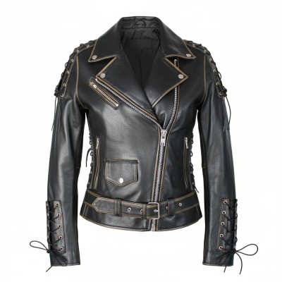 AQUILE leather biker jacket