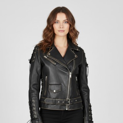AQUILE leather biker jacket