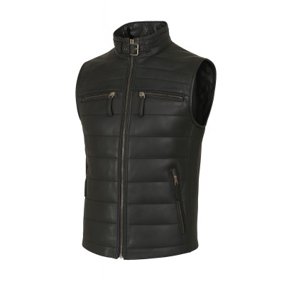 Quilted leather vest model BILI
