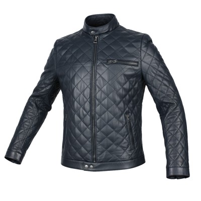 Quilted leather jacket with red detail