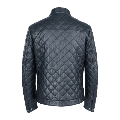 Quilted leather jacket with red detail