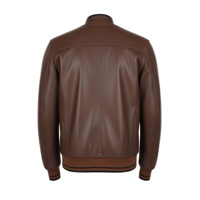 Leather jacket with textile lines detail COTA