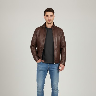 Leather jacket with zipper model SOGA