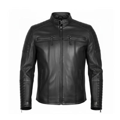 Leather jacket with embossed detail NAVAR model