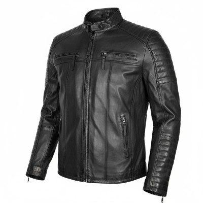 Leather jacket with embossed detail NAVAR model