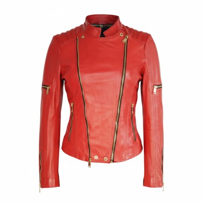 Multi-position leather jacket with double zipper