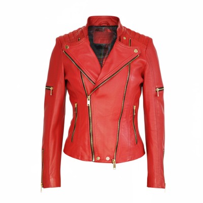 Multi-position leather jacket with double zipper