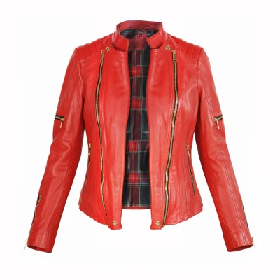 Multi-position leather jacket with double zipper
