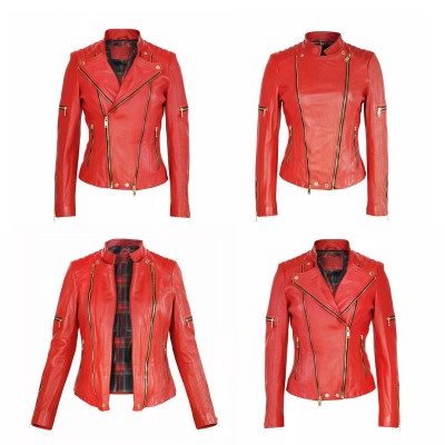 Multi-position leather jacket with double zipper