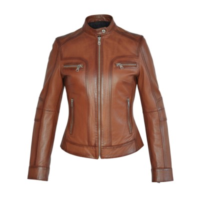 Leather jacket with zipper BISTRE
