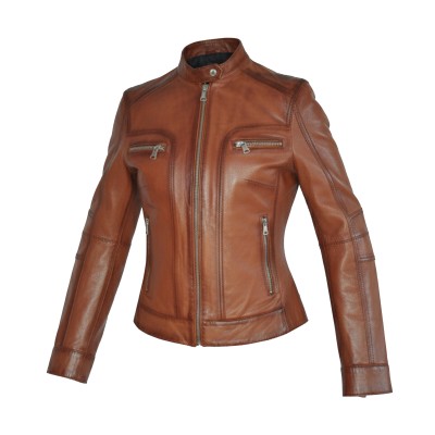 Leather jacket with zipper BISTRE