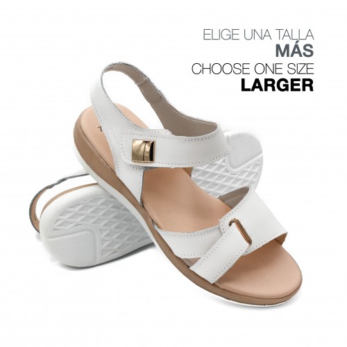 Flat leather sandals with velcro model BOBBE