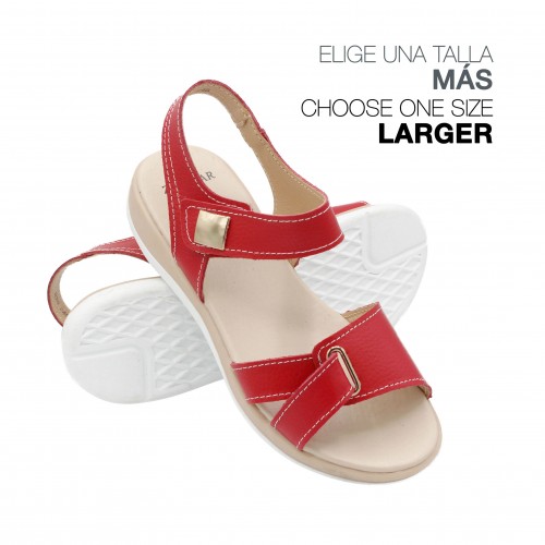 Flat leather sandals with velcro model BOBBE