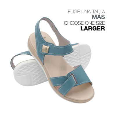 Flat leather sandals with velcro model BOBBE