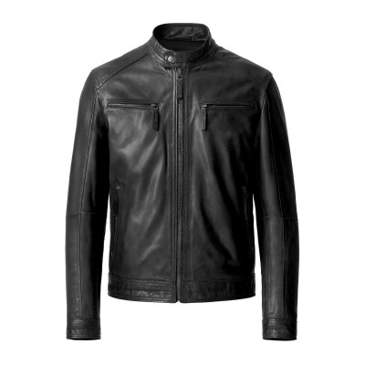 Leather jacket with zippers model CHOCOLATE