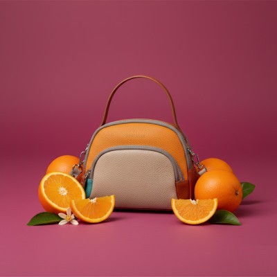 Leather handbag with double handles 18x16x8 cm FRUITS