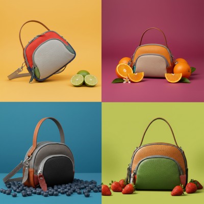 Leather handbag with double handles 18x16x8 cm FRUITS
