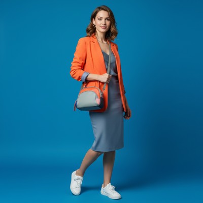 Leather handbag with double handles 18x16x8 cm FRUITS