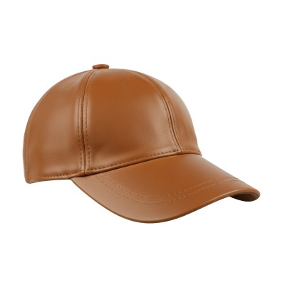 Leather baseball cap with adjustable closure