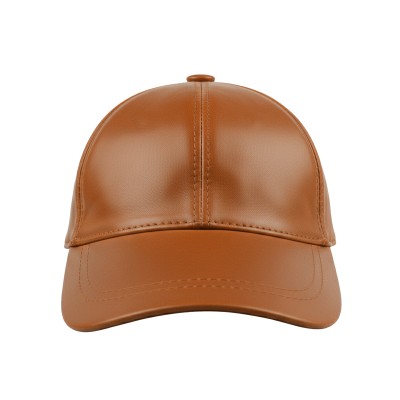 Leather baseball cap with adjustable closure