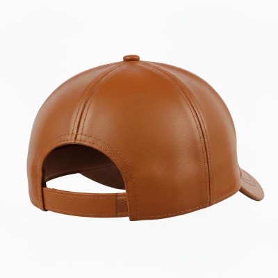 Leather baseball cap with adjustable closure