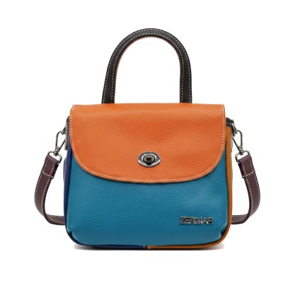 Double-handled leather handbag 19x15x7 cm DESTINY