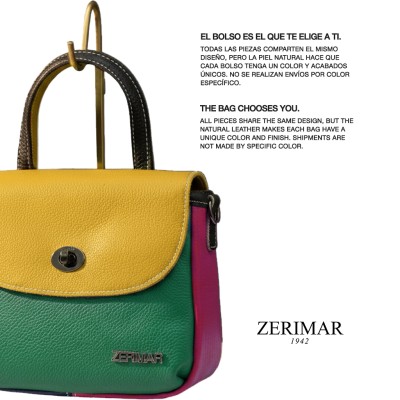 Double-handled leather handbag 19x15x7 cm DESTINY