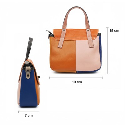 Double-handled leather handbag 19x15x7 cm DESTINY