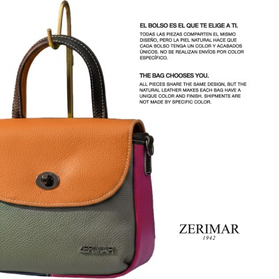 Double-handled leather handbag 19x15x7 cm ICONO