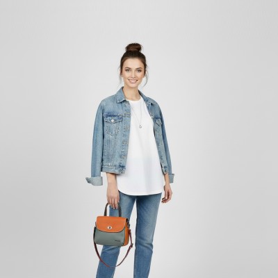 Double-handled leather handbag 19x15x7 cm ICONO