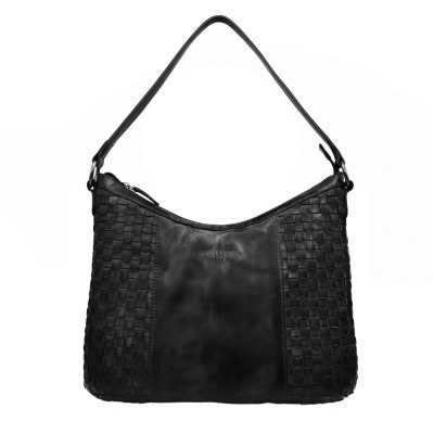 Braided leather shoulder bag 30x26x7 cm TRAMA