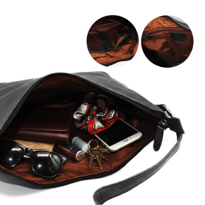 Braided leather shoulder bag 30x26x7 cm TRAMA