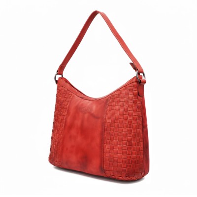 Braided leather shoulder bag 30x26x7 cm TRAMA