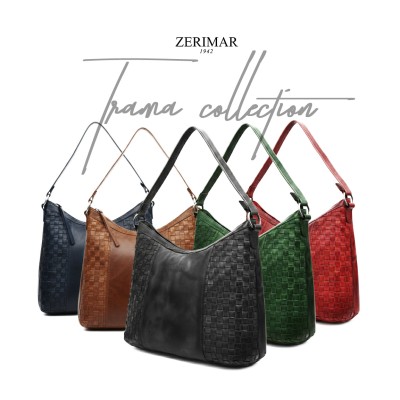Braided leather shoulder bag 30x26x7 cm TRAMA
