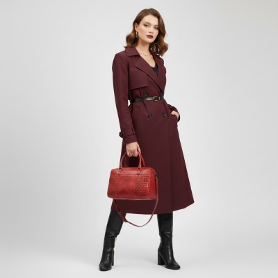 Braided leather handbag with double handles 23x29x10 cm TRAMA II