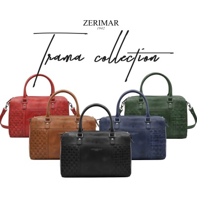 Braided leather handbag with double handles 23x29x10 cm TRAMA II