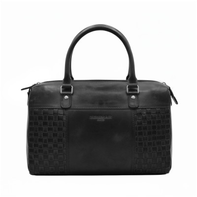 Braided leather handbag with double handles 23x29x10 cm TRAMA II