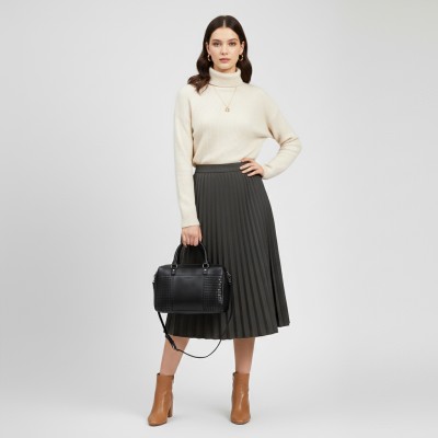 Braided leather handbag with double handles 23x29x10 cm TRAMA II