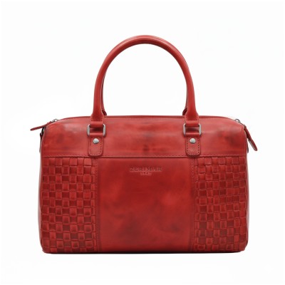 Braided leather handbag with double handles 23x29x10 cm TRAMA II