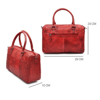 Braided leather handbag with double handles 23x29x10 cm TRAMA II