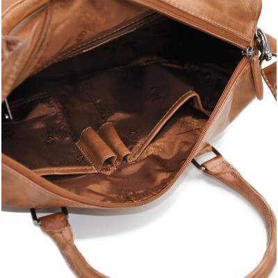 Braided leather handbag with double handles 23x29x10 cm TRAMA III