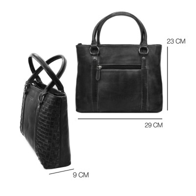 Braided leather handbag with double handles 23x29x10 cm TRAMA III