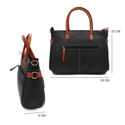 Leather handbag with double handles 28x22x9 cm DOUBLE