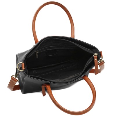 Leather handbag with double handles 28x22x9 cm DOUBLE