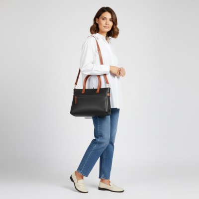 Leather handbag with double handles 28x22x9 cm DOUBLE