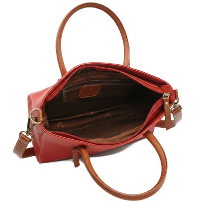 Leather handbag with double handles 28x22x9 cm DOUBLE