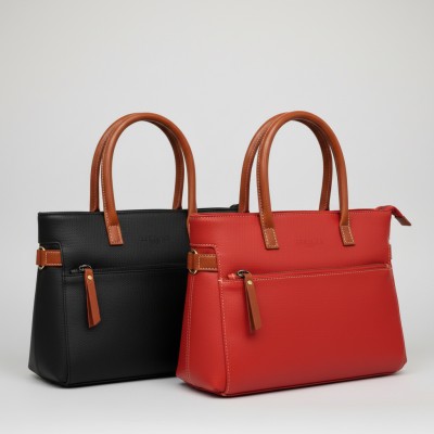 Leather handbag with double handles 28x22x9 cm DOUBLE