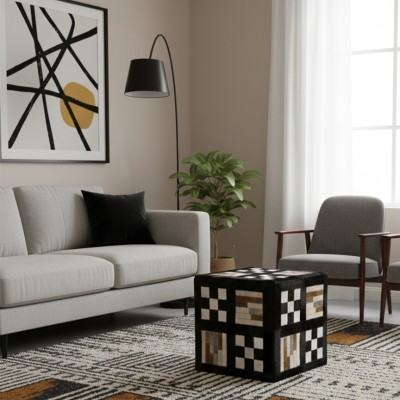 Cowhide Stool, 17x17, Entrance Stools, Foot Stools 6