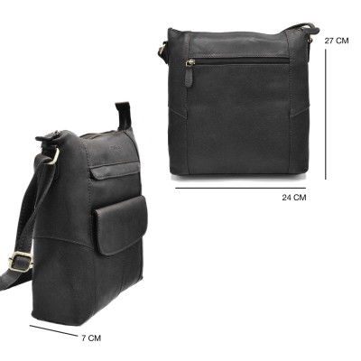 Leather crossbody bag 27x24x7 cm PUNO